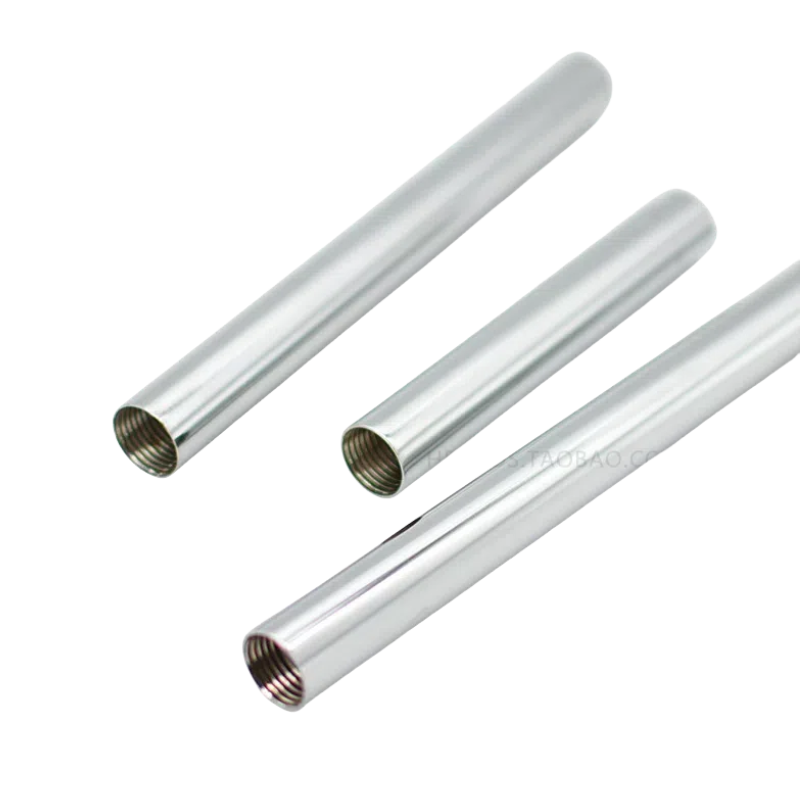 4-Pack Chrome-Plated Lighting Hardware Accessories: 16MM Diameter Hollow Straight Rod with Internal Thread (Desk Lamp Pipe / Craft Rod)
