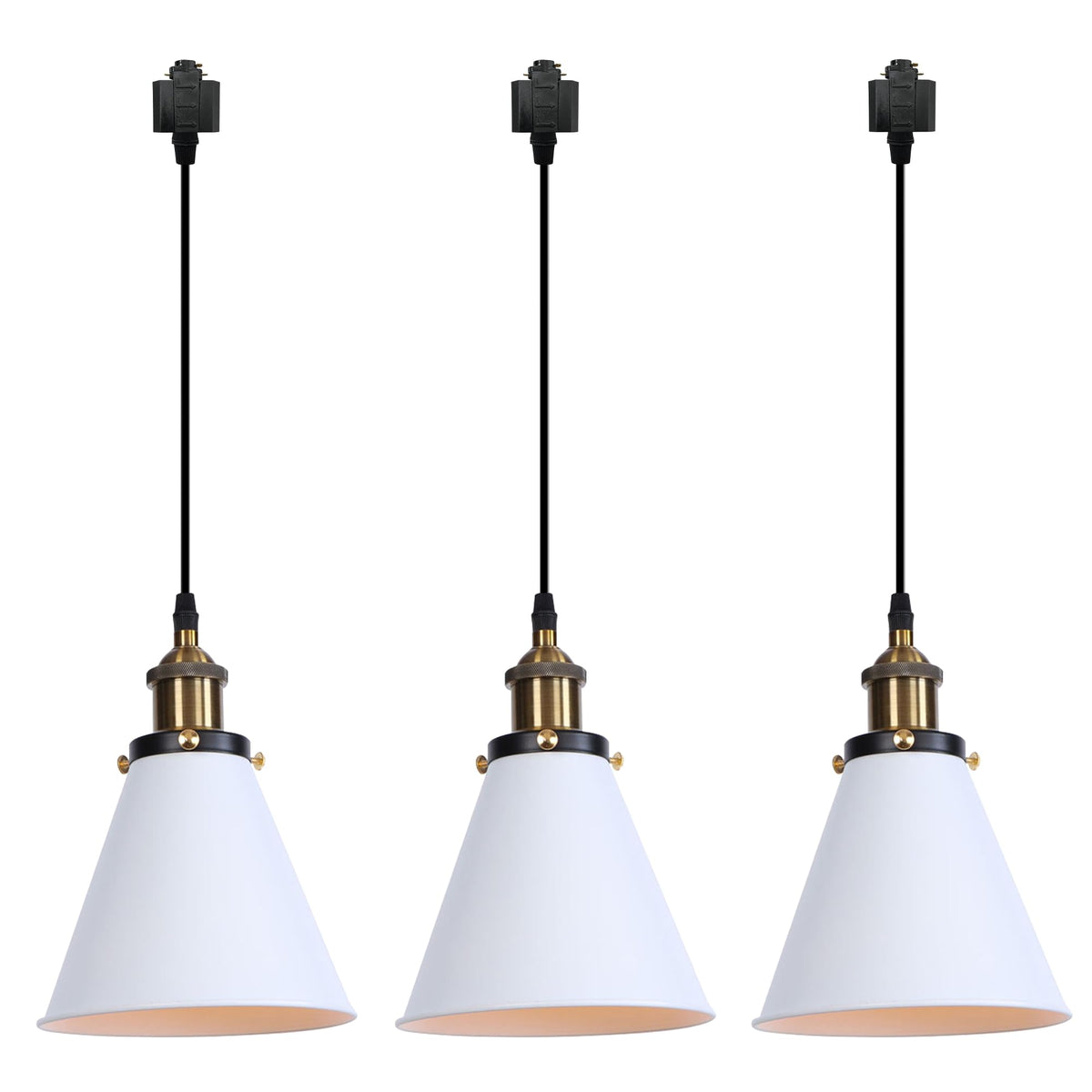 Kiven H-Type Track Lighting, 3-Light Modern Halo Track Pendant Light with Metal Lampshade,Dimmable H Track Light Pedant for Kitchen Island Home Cafe Bedroom, Cord Length 39.4",Silver Finish