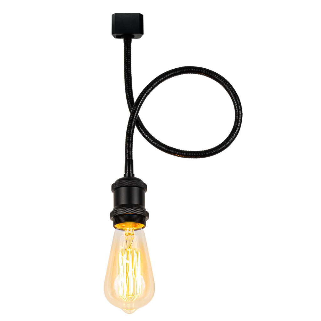 Kiven H Type Track Light,Black Iron Cone Shade Ceiling Spotlight, Flexibly Rotatable Light Goose Neck Head, Adjustable Island Lighting Mini Halo Track Mounted Pendant Lamp for Kitchen