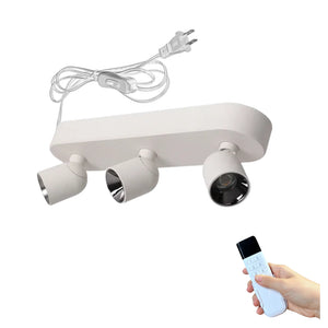 White plug-in track light with remote control, rotatable heads for flexible lighting control and modern design