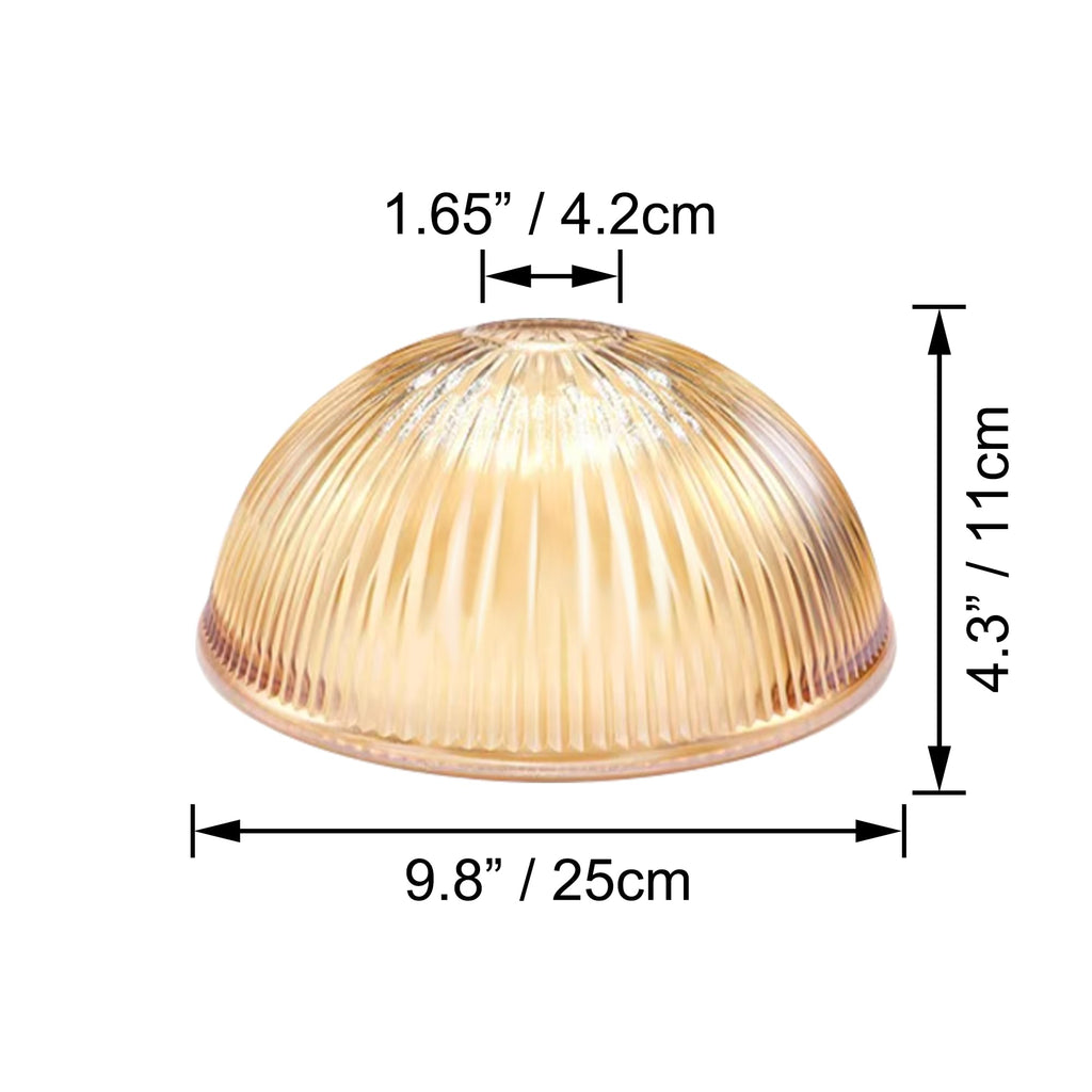 1-Pack 9.8" Clear Amber Glass Semicircle Lamp Shade Replacement, Brown Striped Glass Lamp Cover, DIY Torchiere Shade Decorative for Pendant Light Table Lamp Swag Ceiling Lamp Wall Sconce