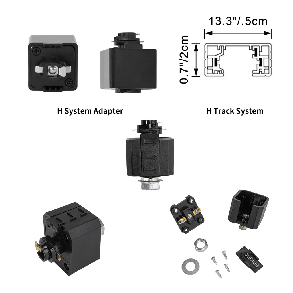 H-Type Track System Kit with Industrial Style Pendant Lights, Adjustable Wiring, and Accessories