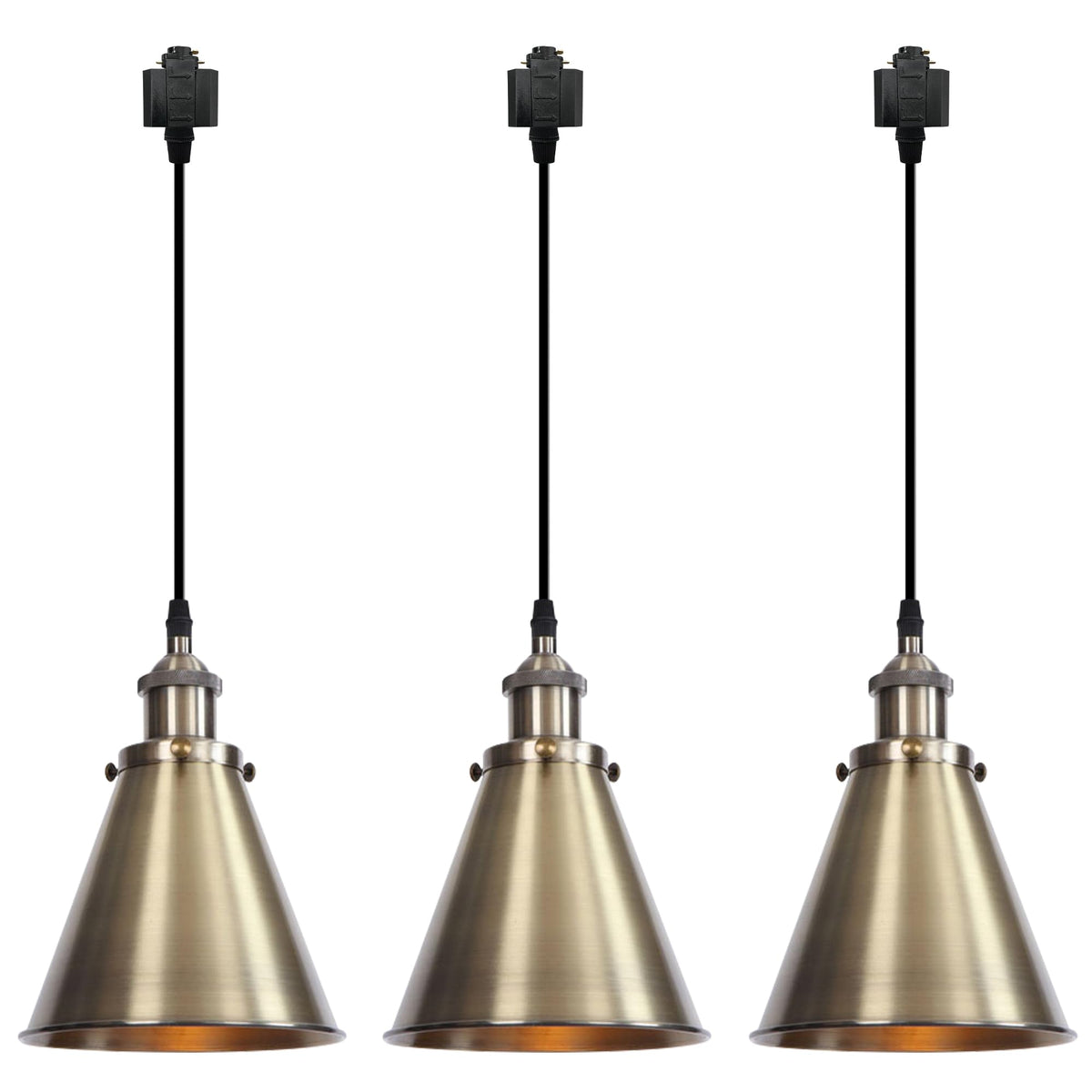 Kiven H-Type Track Lighting, 3-Light Modern Halo Track Pendant Light with Metal Lampshade,Dimmable H Track Light Pedant for Kitchen Island Home Cafe Bedroom, Cord Length 39.4",Silver Finish