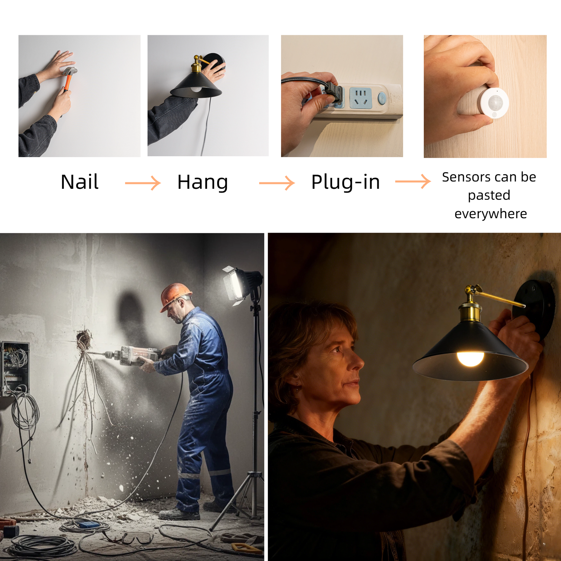 Renter-Friendly Luxury: Design Your Custom Wall Sconce with Invisible Sensor & 5-Minute DIY Install.