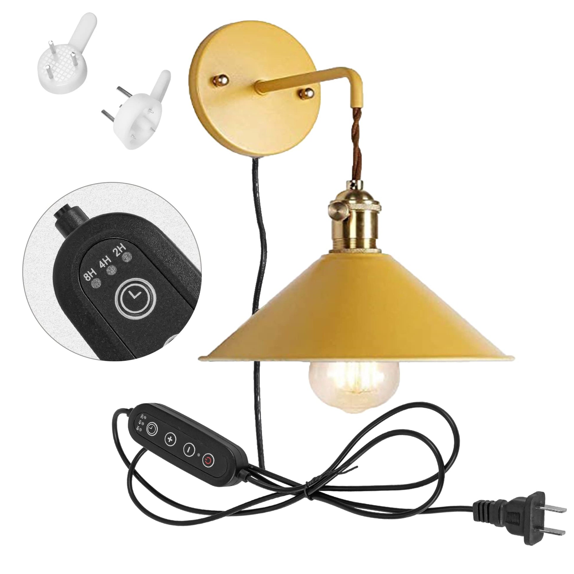 Kiven Wall Sconce Green Macaron Lighting Fixture with Plug-in Cord(5.9FT),Dimmable and Timed Wall lamp for Bedroom Bathroom-1 Pack