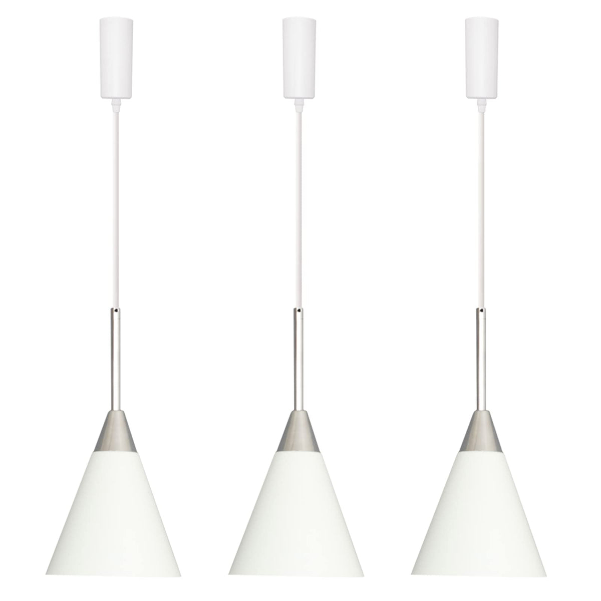 Kiven H-Type Track Lighting, 3-Light Modern Halo Track Pendant Light with White Iron Shade, Track Light Pedant Adjustable Length for Bedroom Kitchen Island Home Shop, E26 Socket
