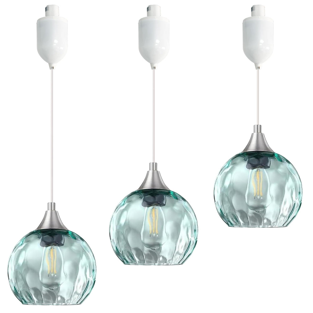 Kiven H-Type Track Lighting Pendants,Modern h Track Pendant Lights with Green Glass Globe,Decorative Track Lighting Fixture Adjustable Height for Kitchen Hallway Restaurant Shop