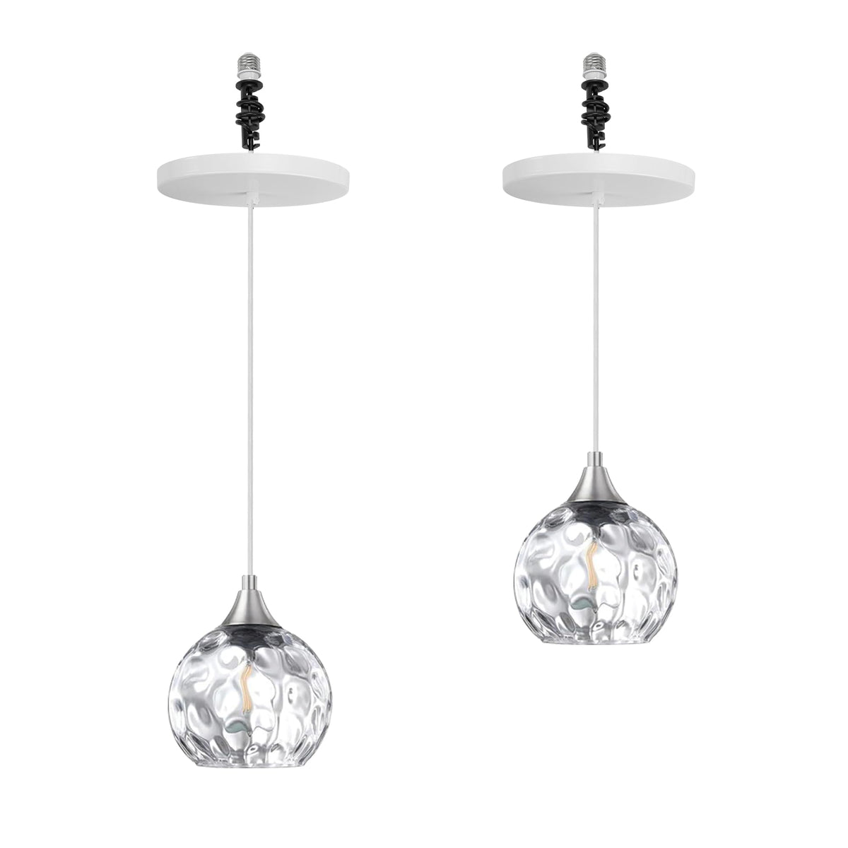 Kiven Instant Light Conversion Kit for 4/5/6 inch Hole,Green Glass Farmhouse Lighting Recessed Can Light Conversion Kit to Pendant with E26 Screw-in Adapter for Kitchen Island Living