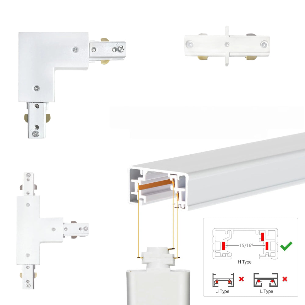 Customizable H Track Lighting Rail Kit Black 15ft Cord Length U-shaped Track with I and L Connectors Suitable for Kitchen Island of Various Shapes