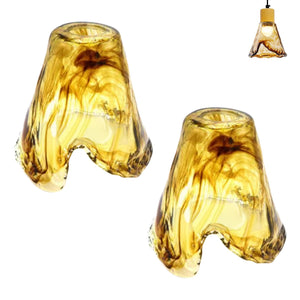 5.5" Amber Glass Cone Bell Lamp Shade Replacement, Brown Delicate Texture Glass Cover, DIY Torchiere Shade Decorative for Pendant Light Table Lamp Swag Ceiling Lamp Wall Sconce