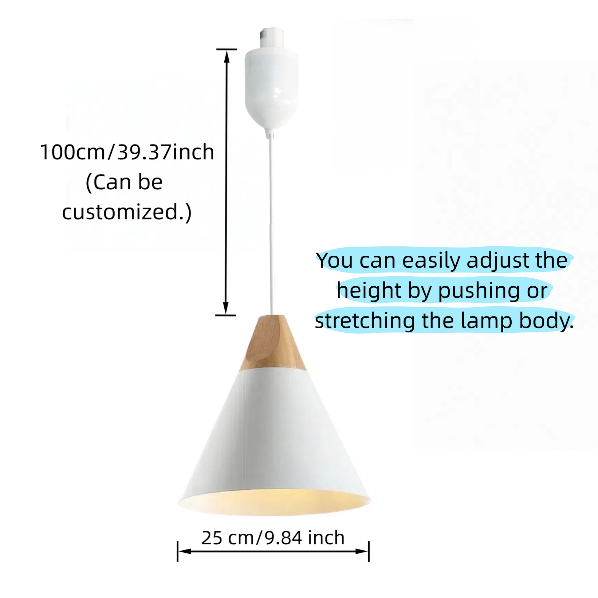 Adjustable Track Pendant Light White Nordic Style H-Type Track Light with a Dimmable Bulb for Kitchen Island, Living Room