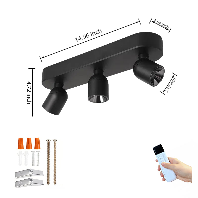 Kiven Plug in Track Lamp Black Ceiling Spotlight with 14.8ft Cord Remote Through-Wall Control Modern Rotatable Light Head for Kitchen Bedroom Hallway