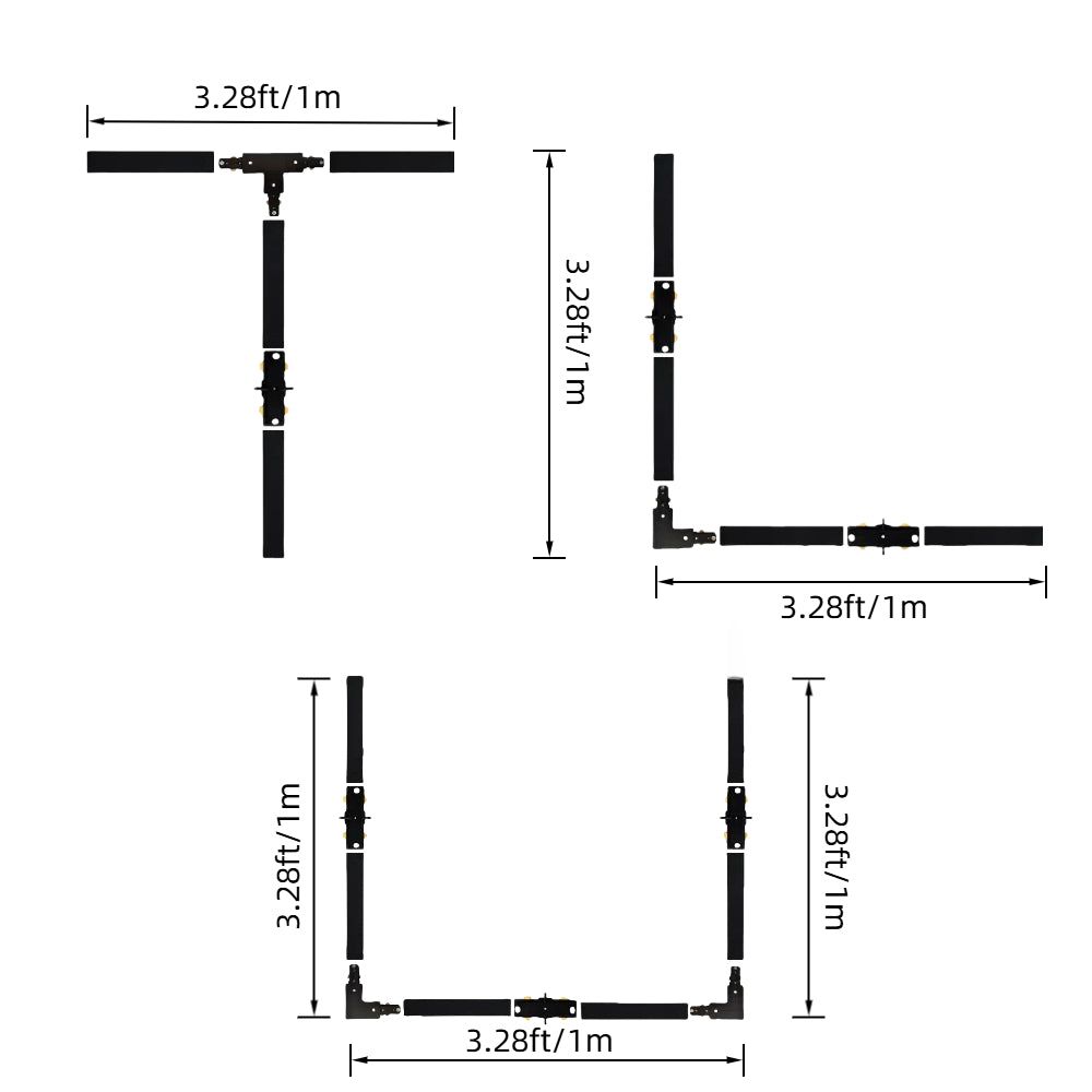 Customizable H Track Lighting Rail Kit Black 15ft Cord Length U-shaped Track with I and L Connectors Suitable for Kitchen Island of Various Shapes