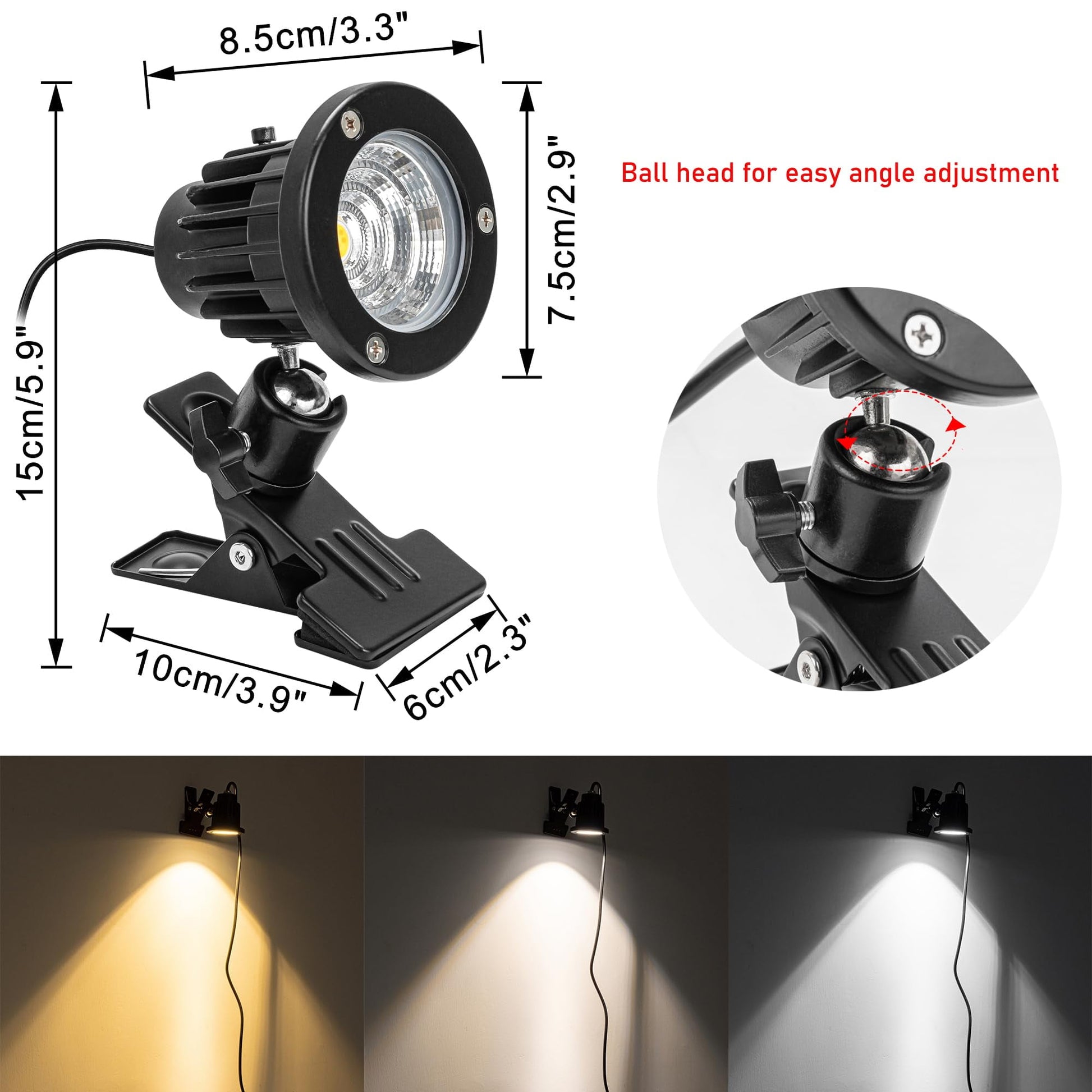Kiven Landscape Remote Dimming Timer Waterproof Clip Spot Light - Adjustable Direction, Focused Light for Signboard, Fence, Indoors/Outdoors