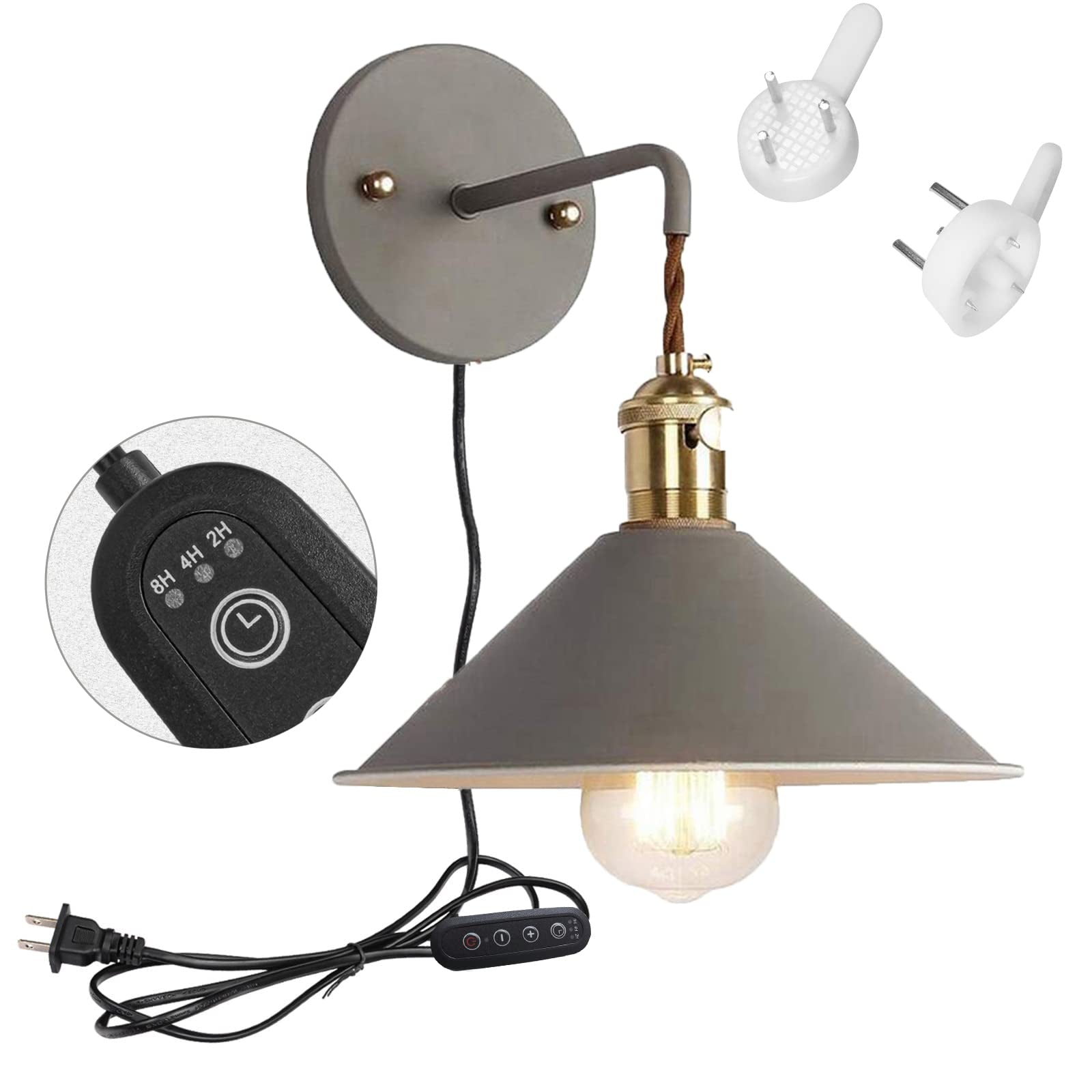 Kiven Wall Sconce Green Macaron Lighting Fixture with Plug-in Cord(5.9FT),Dimmable and Timed Wall lamp for Bedroom Bathroom-1 Pack