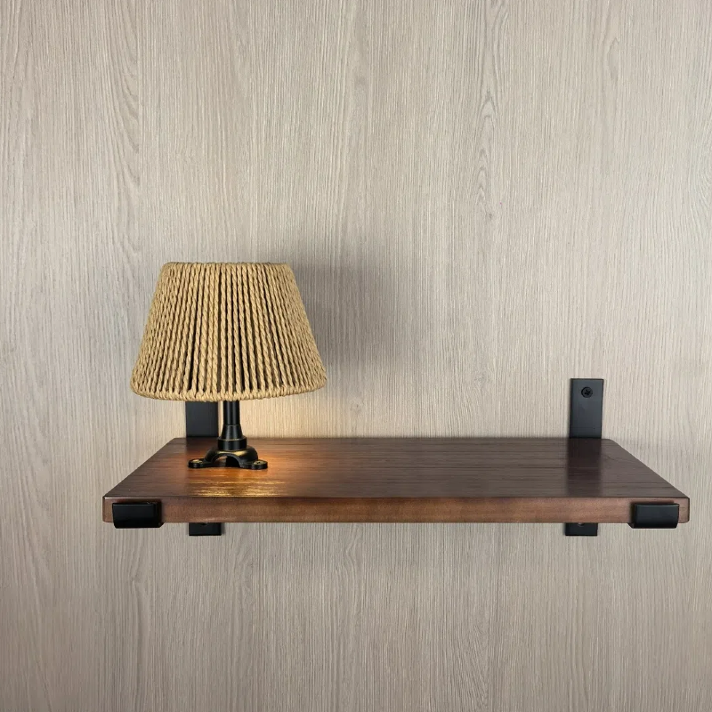 Kiven battery-powered wall lamp with shelf, cordless wall lamp, remote control, tricolor mode, farmhouse wall lamp with rechargeable dimming lamp, suitable for bedroom, living room and office