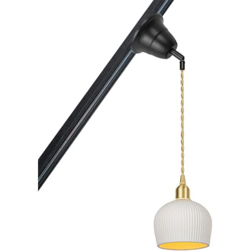 White Ceramics Shade Slope Position Roof Track Light  Adjustable Cord Pendant for Tilt Position