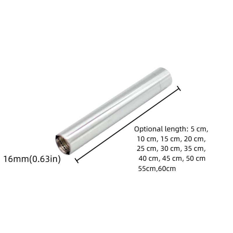 4-Pack Chrome-Plated Lighting Hardware Accessories: 16MM Diameter Hollow Straight Rod with Internal Thread (Desk Lamp Pipe / Craft Rod)