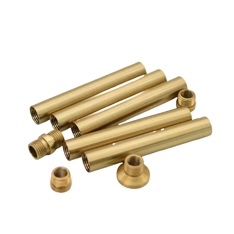 4-Pack Vintage Copper Finish Floor Lamp Accessories: 16MM Diameter Hollow Straight Rod with Threaded Ends (Assembly & Repair Pipe)