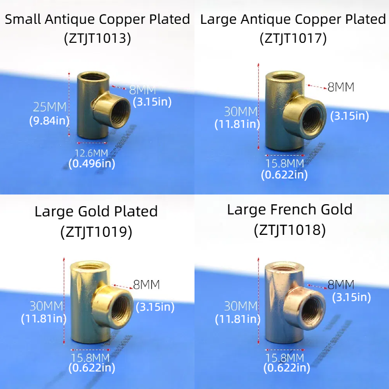 4-Pack M10 Iron T-shaped Connecting Nuts: 90-Degree Right-Angle Threads in Black and Gold, for Bedroom and Living Room Lighting Fixture Assembly