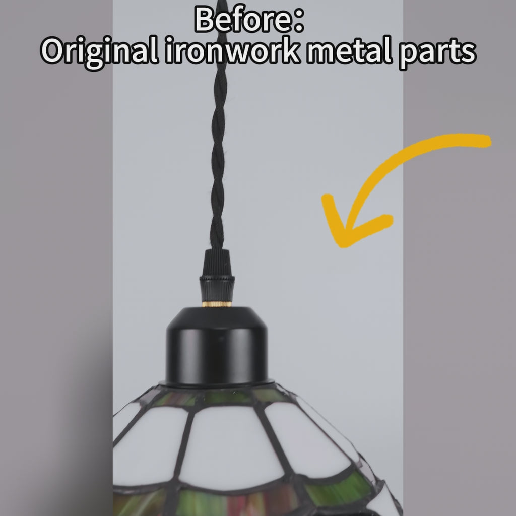 Kiven H-Type Track Lighting Pendants, Tiffany Style h Track Pendant Lights, 1-Light Decorative Track Lighting Fixture for Kitchen Island Hallway,Brown