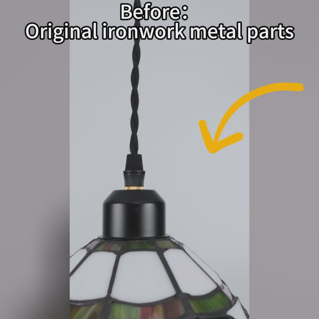 Kiven H-Type Track Lighting Pendants, Tiffany Style h Track Pendant Lights, 1-Light Decorative Track Lighting Fixture for Kitchen Island Hallway,Brown