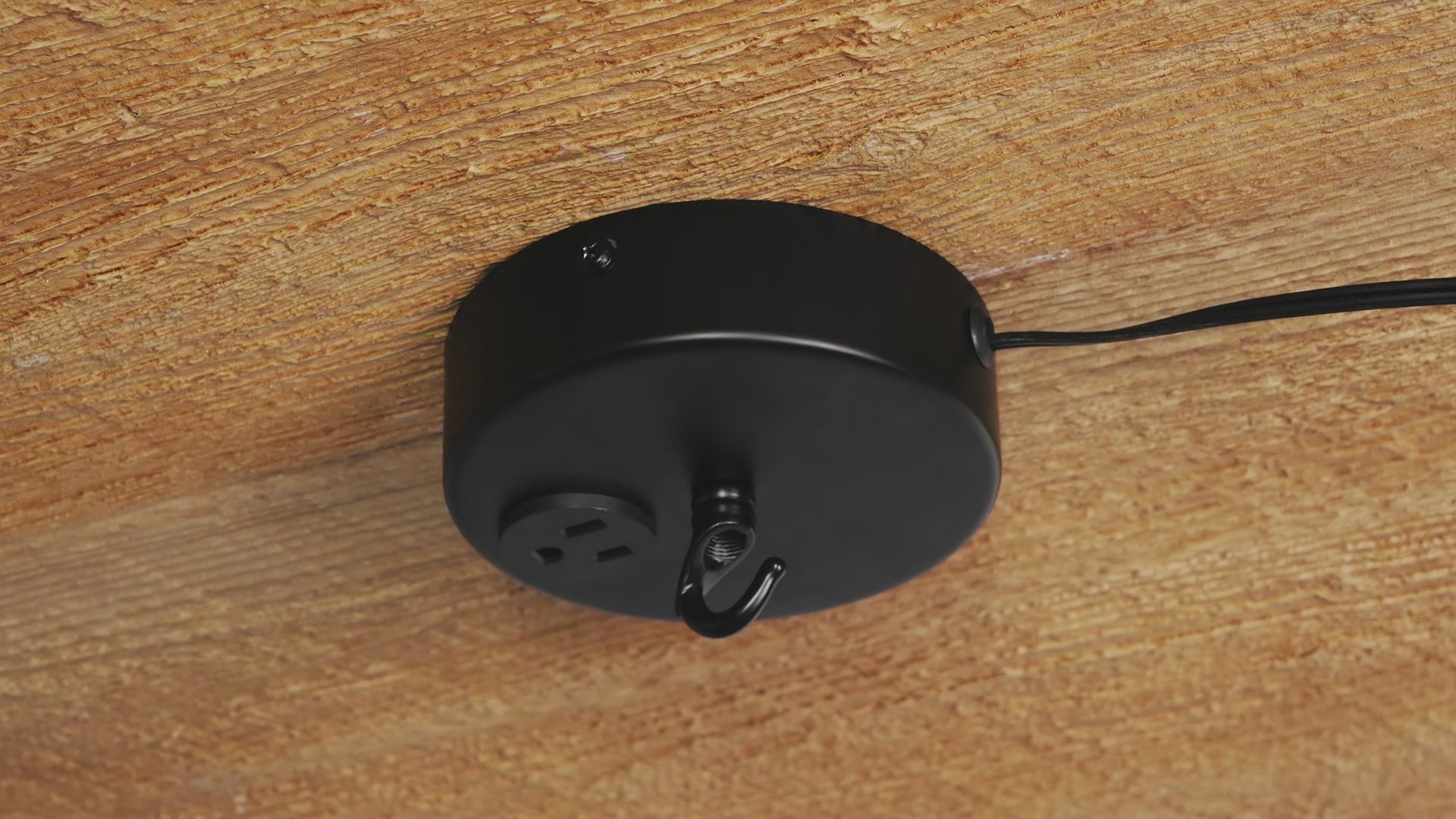 Kiven Black Ceiling Fixture with Socket, with Plug-in Cord with Switch, Electric Canopy Kit with 10lb Capacity Hook, for Fan, Camera and Christmas Lights DIY, Metal, Customizable