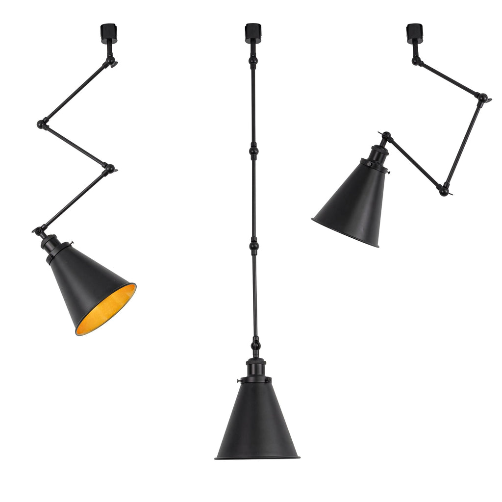 Adjustable Directional Focus White/Black Metal Cone Track Lamp with E26 Base — Vintage Style, Suitable for Kitchen, Living Room, Bedroom