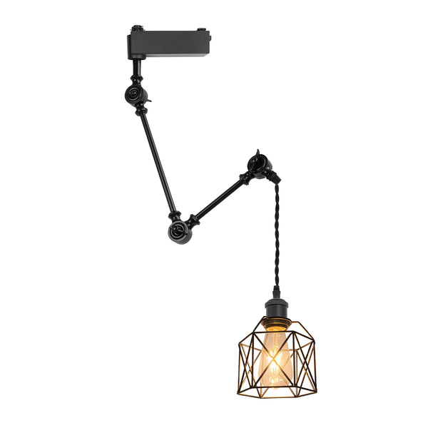Kiven H Type Track Lighting Pendant with 350° Swivel & 3 Adjustable Articulating Arms,1 Pack Modern Track Lighting Fixture with Adjustable Cord for Kitchen Island Shop