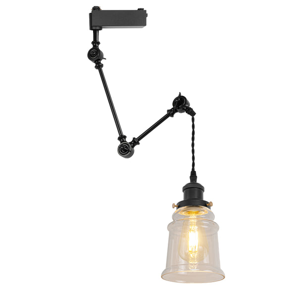 Kiven H Type Track Lighting Pendant with 350° Swivel & 3 Adjustable Articulating Arms,1 Pack Modern Track Lighting Fixture with Adjustable Cord for Kitchen Island Shop